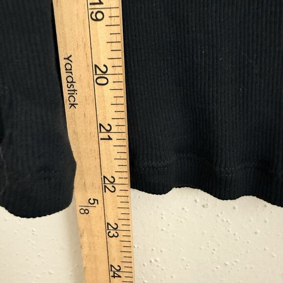 ME+EM Women's Sz 8 Black Ribbed Knit Split Shoulder Layered Casual Tee - Picture 5 of 7